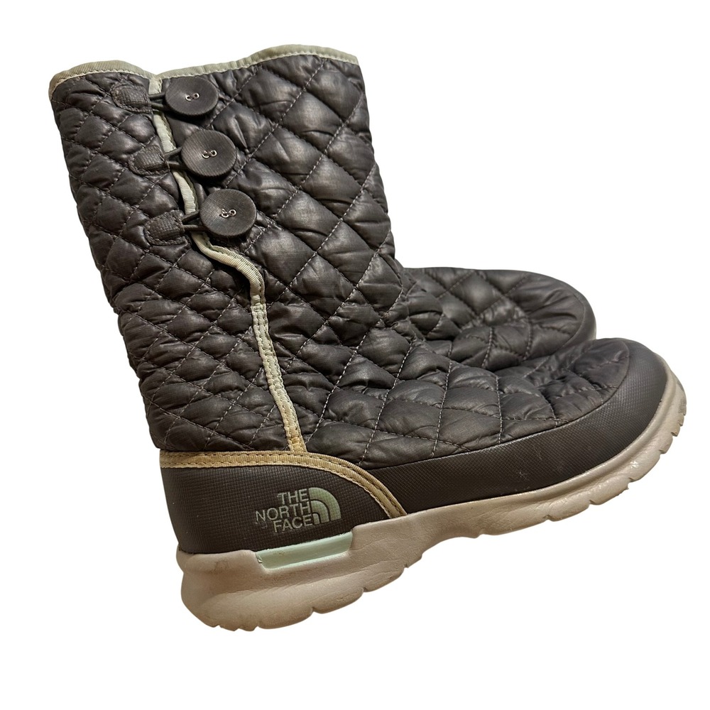 The North Face ThermoBall Boots Womens 9 Gray Button Quilted Outdoor Winter